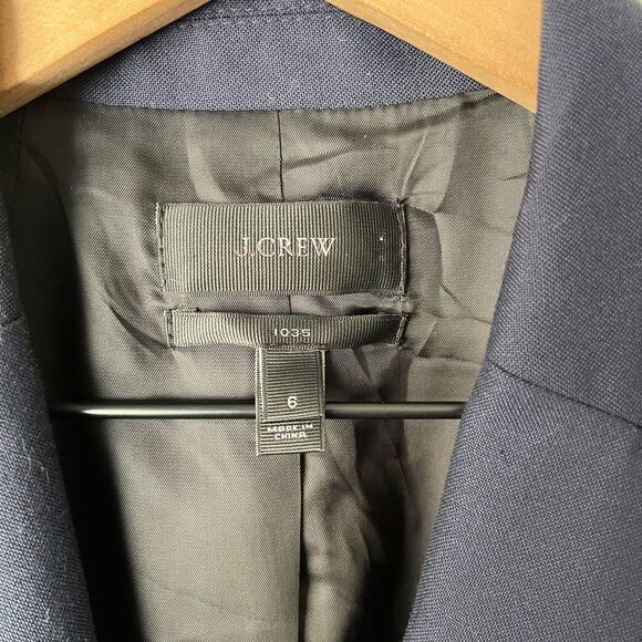 J. Crew 1035 VITALE BARBERIS CANONICO Wool Blend Blazer Navy Blue Size 6 - Picture 6 of 8